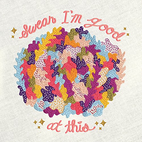 Album cover: colorful embroidered butterflies with text "Swear I'm Good at This".