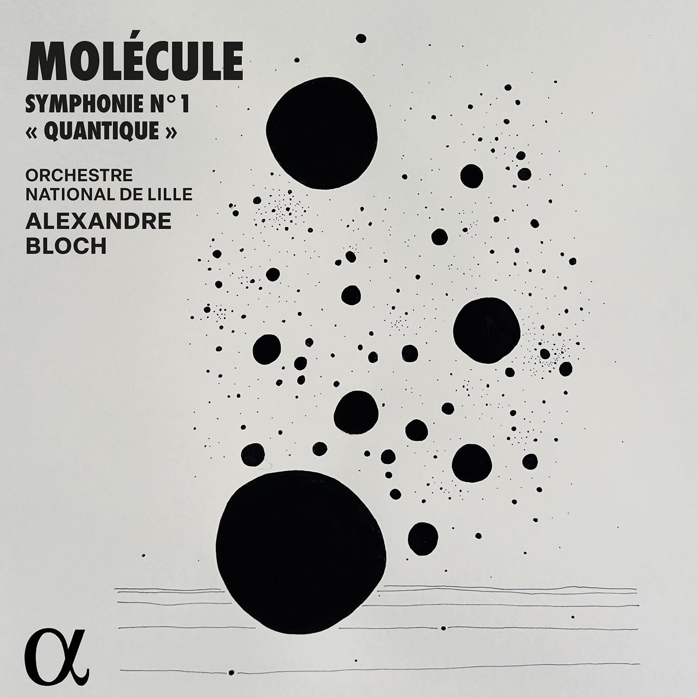 CD cover: black circles on white, text “Molecule” and orchestra details.