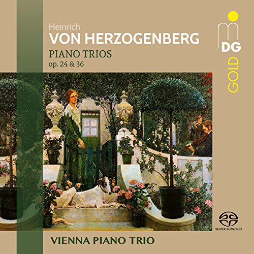 CD cover for Herzogenberg piano trios featuring a garden painting.