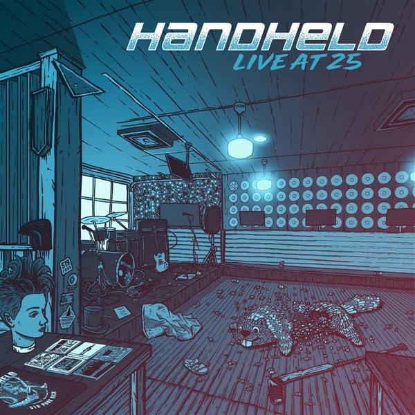 Album cover for Handheld - Live At 25, illustrated concert scene.