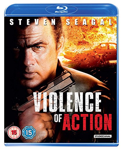 Blu-ray cover for “Violence of Action” featuring Steven Seagal with a gun.