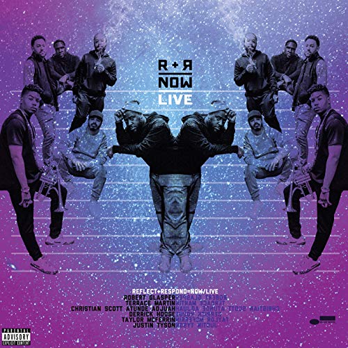 Album cover for “R+R=NOW - R+R=Now Live” featuring a group of men.