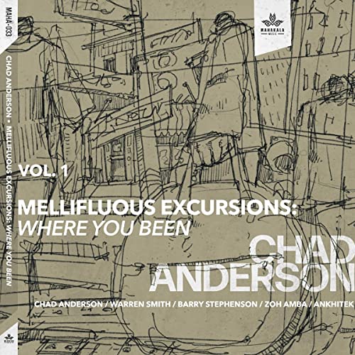 CD cover with sketched cityscape and text: "Chad Anderson - Mellifluous Excursions.