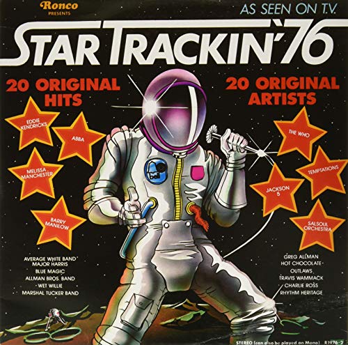 1976 "Star Trackin'" double vinyl record cover with astronaut illustration.