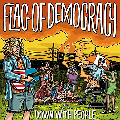 CD cover: cartoon depicts a band and people in a field.
