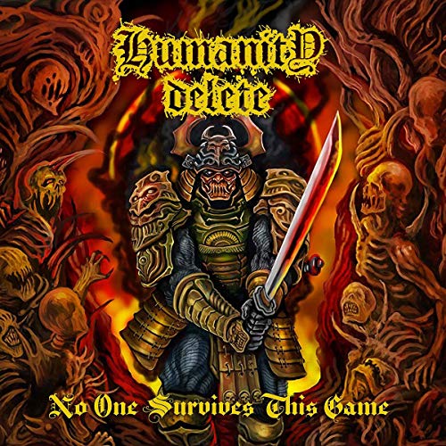 CD cover: armored samurai warrior amidst skulls and fiery background.