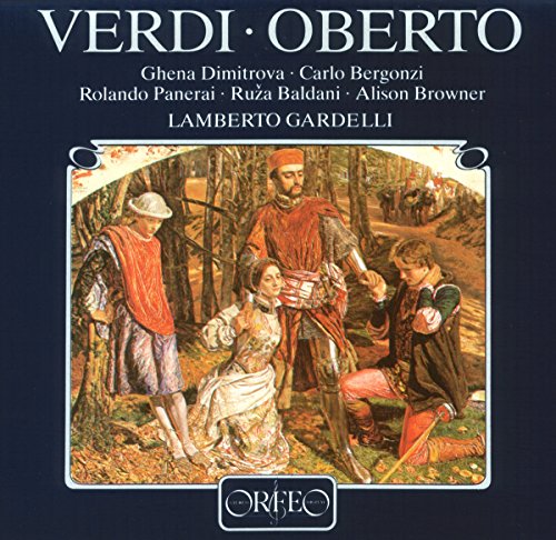 CD cover for Verdi’s “Oberto” featuring a painted scene of figures.
