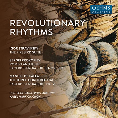CD cover for "Revolutionary Rhythms" featuring abstract portrait and composer names.