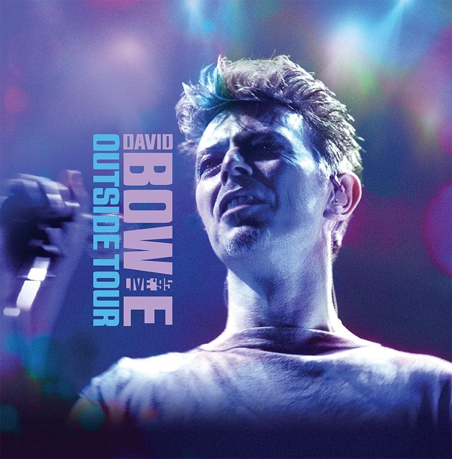 David Bowie performing live on stage, album cover for "Outside Tour '95".