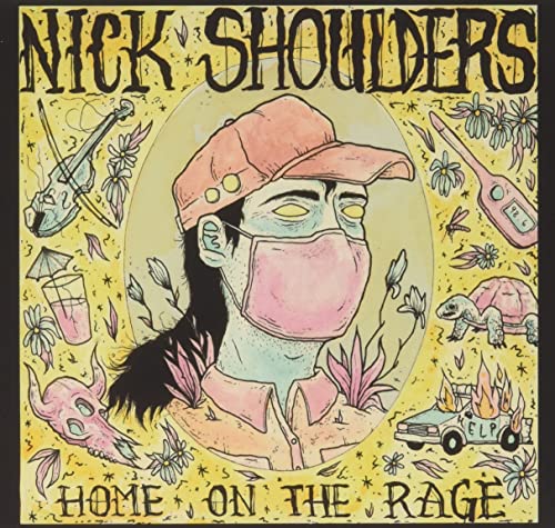 CD cover art: illustrated face with mask, flowers, and quirky objects.