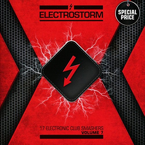 CD cover for “Electrostorm Vol.7” with a red and black lightning bolt design.