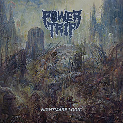 Album cover art featuring a chaotic, dark, painterly battlefield scene with a large skull.