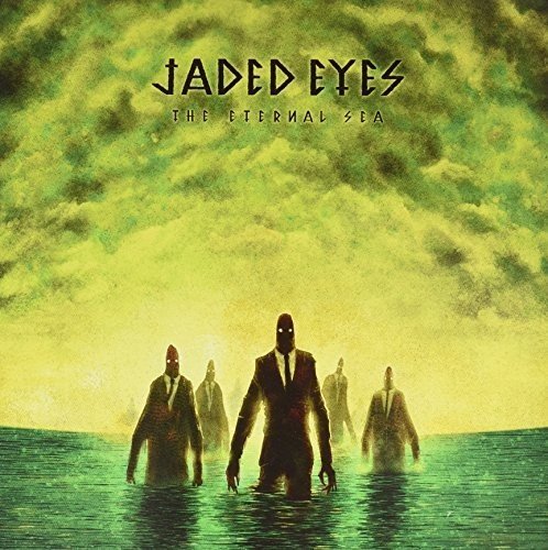 Album cover: figures in suits wade into a yellow, misty sea.