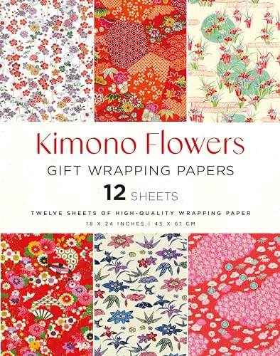 Kimono Flowers Gift Wrapping Papers - 12 sheets: 18 X 24 Inch (45 X 61 CM) High-Quality Wrapping Paper: 18 X 24 Inch (45 X 61 CM) Wrapping Paper Sheets