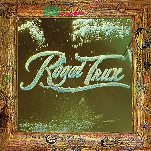 Royal Trux album cover: textured frame, turquoise script, and abstract white shapes.