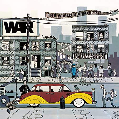 Album cover for War’s “The World Is A Ghetto” depicting a busy city street.