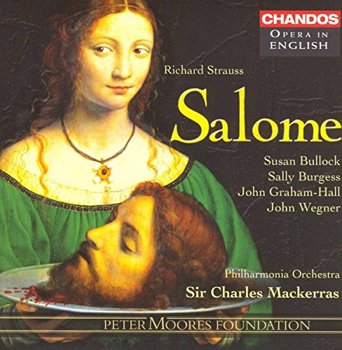 CD cover for Richard Strauss’ *Salome* opera, featuring a portrait and John the Baptist’s head.