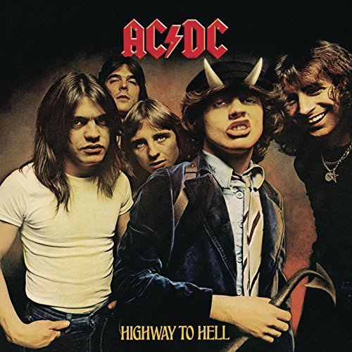 AC/DC’s “Highway to Hell” album cover featuring the band members.
