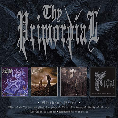 CD cover for Thy Primordialās āBlackend Yearsā featuring dark, gothic imagery.