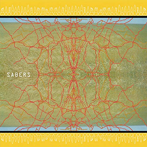 CD cover for Sabers’ “Specter” with abstract red lines on green.