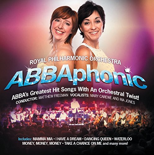 CD cover for “Abbaphonic” featuring two women and an orchestra.
