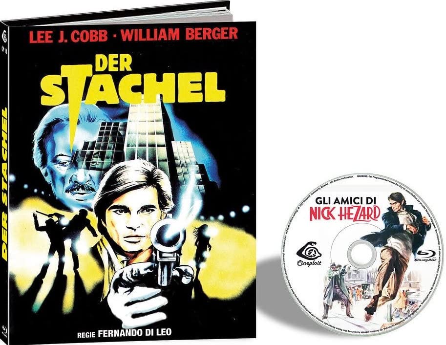 Blu-ray mediabook cover for "Der Stachel" featuring two men with guns.