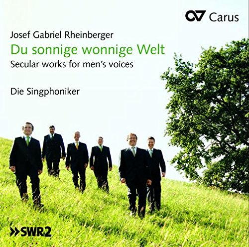 CD cover: men in suits walking through a green field.