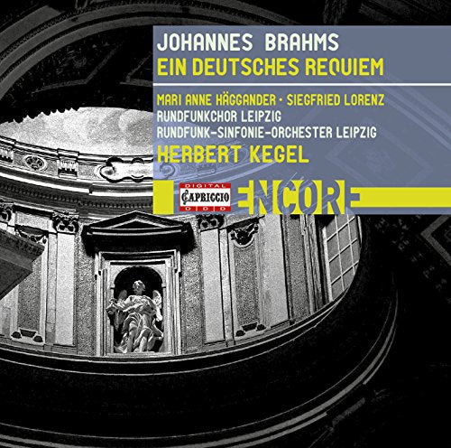 CD cover for Brahms’ “Ein Deutsches Requiem” with architectural image.
