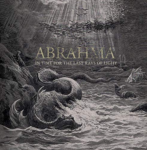 Engraved album cover featuring sea monsters, birds, and descending light rays.