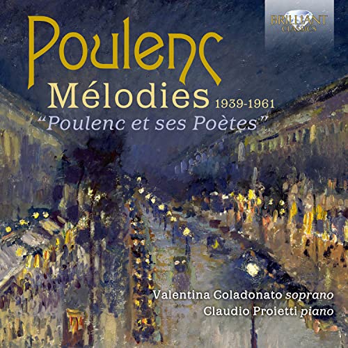 CD cover for Poulenc’s *Mélodies* with impressionistic painting background.