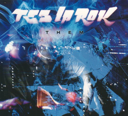 CD cover for Tes La Rok’s “Them” with abstract blue and red imagery.