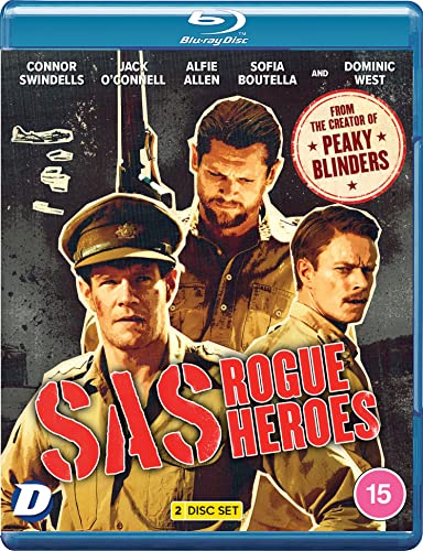 “SAS Rogue Heroes” Blu-ray cover with portraits of soldiers and red title text.