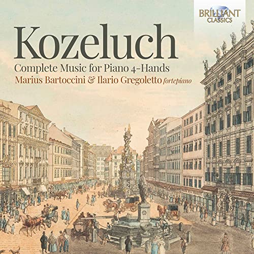CD cover for Kozeluch piano sonatas with a vintage street scene.
