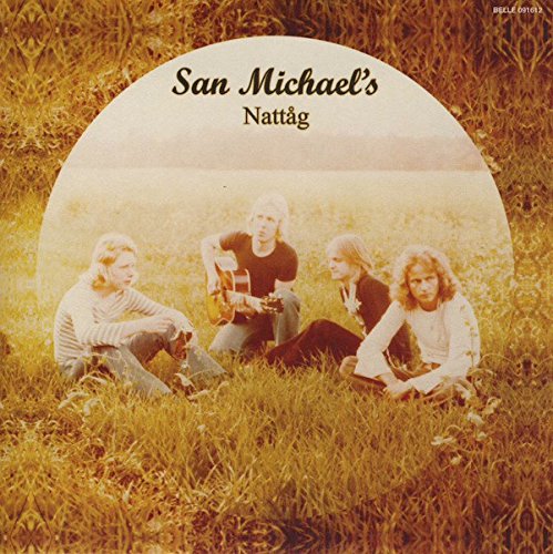 CD cover: San Michaels band seated in a field of golden grass.