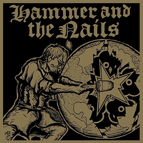 Vinyl record cover: man hammering a star-shaped crack in the Earth.