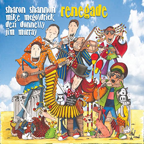 CD cover: cartoon musicians playing instruments against a blue sky.