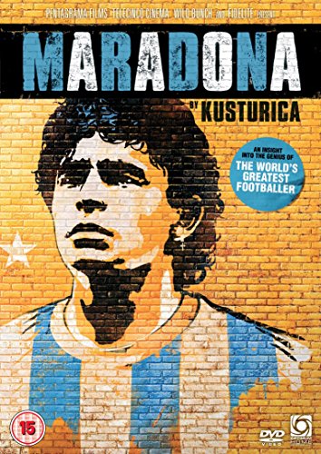 DVD cover featuring a distressed portrait of Diego Maradona.