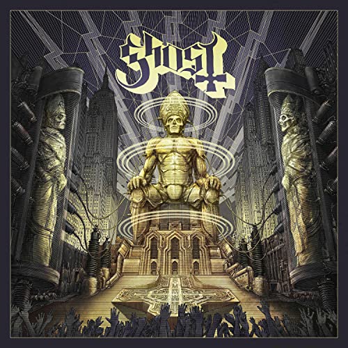 Ghost album cover: golden statue of a figure with raised hands.