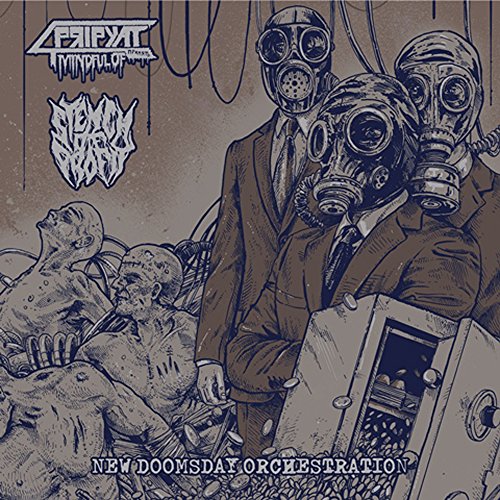 CD cover: figures in gas masks and distressed bodies, blue-toned illustration.