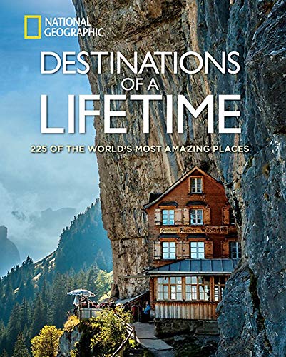 Book with stunning travel photos and maps on its vibrant, National Geographic-branded cover.