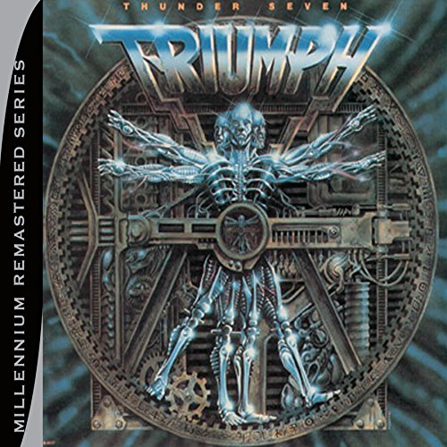 Triumph’s “Thunder Seven” CD cover featuring a metallic, robotic figure.