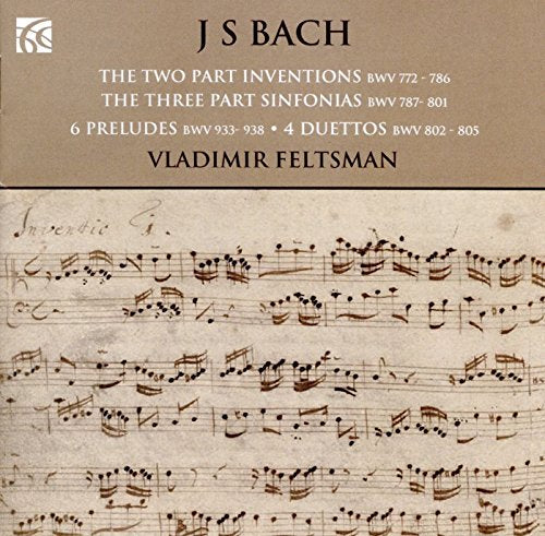 CD cover for Bach and Pärt music performed by Vladimir Feltsman, with sheet music.