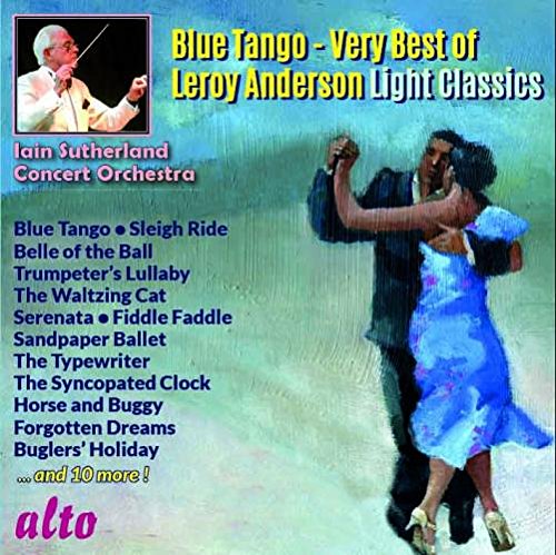 CD cover for "Blue Tango" by Iain Sutherland Concert Orchestra, featuring dancers.
