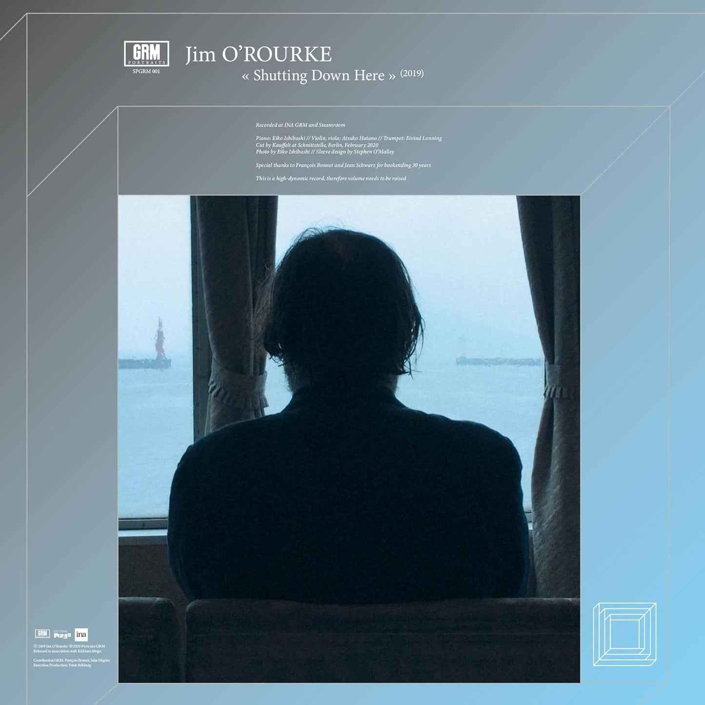 CD cover for Jim O'Rourke's "Shutting Down Here" featuring a blurred figure.