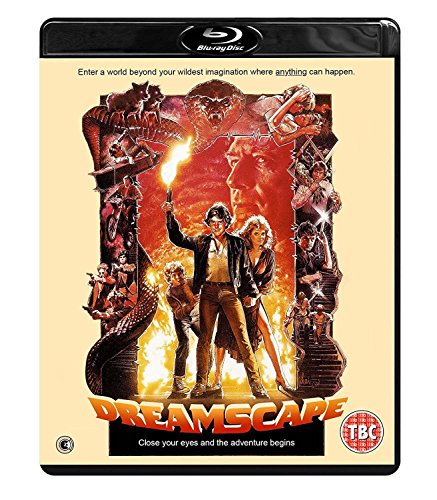 “Dreamscape” Blu-ray cover featuring a man with a torch and fantastical imagery.