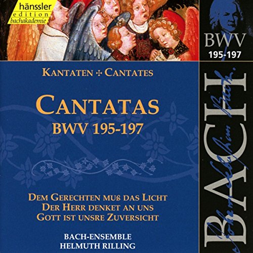 CD cover for Bach cantatas, BWV 195-197, featuring religious artwork.