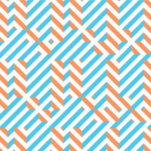 CD cover with an optical illusion pattern of orange and blue lines.