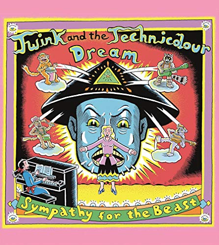 Album cover: colorful illustration of a face with musicians and a piano.