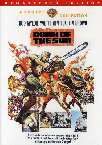 “Dark of the Sun” DVD cover featuring action scene with mercenaries and explosions.