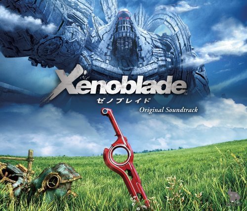Xenoblade soundtrack CD cover with a large mechanical face and red Monado.